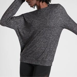 Athleta Mindful Pullover Charcoal Grey Heather Yoga Top Sz XS